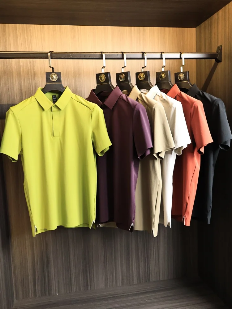 High Elasticity Quick Dry Outdoor Men's  Shirt Short Sleeve Turn-down Collar Summer Fashion Urban Style Moisture Wicking