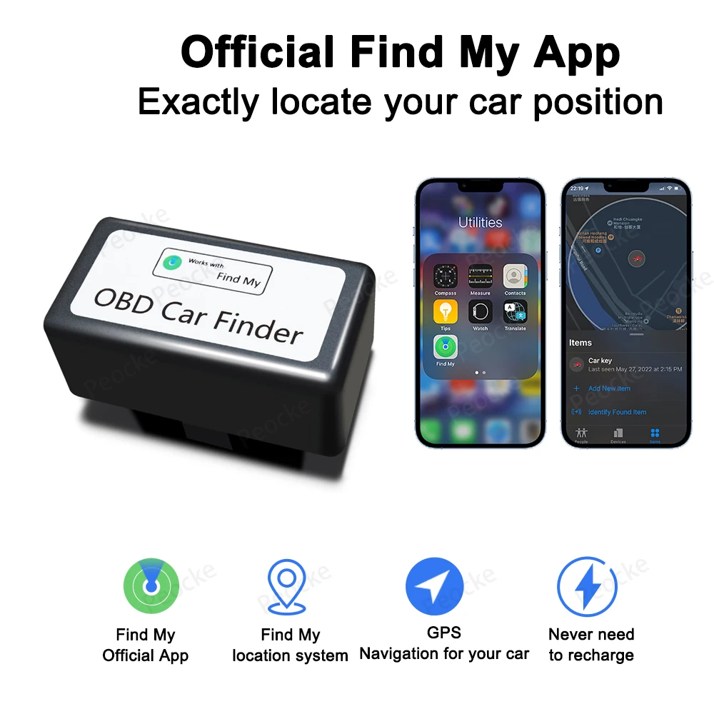 Mini GPS Tracker For Car OBD2 Locator For Apple Find My ITag OBD GPS Monitor Tracker Vehicle Anti-lost Free App