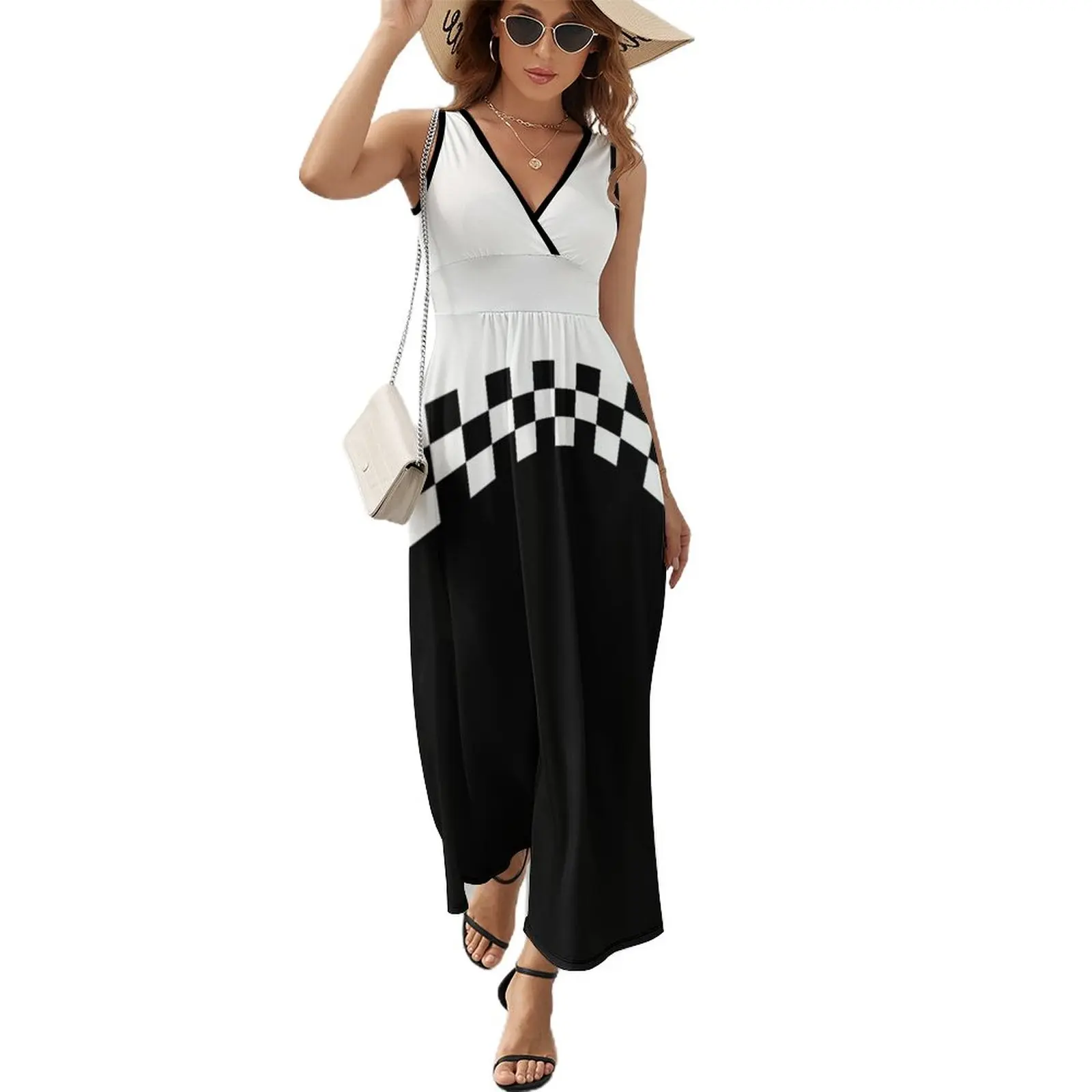 

Two Tone Mod Ska 60s Retro Black & White Sleeveless Dress summer dresses for women 2024 dress for women summer