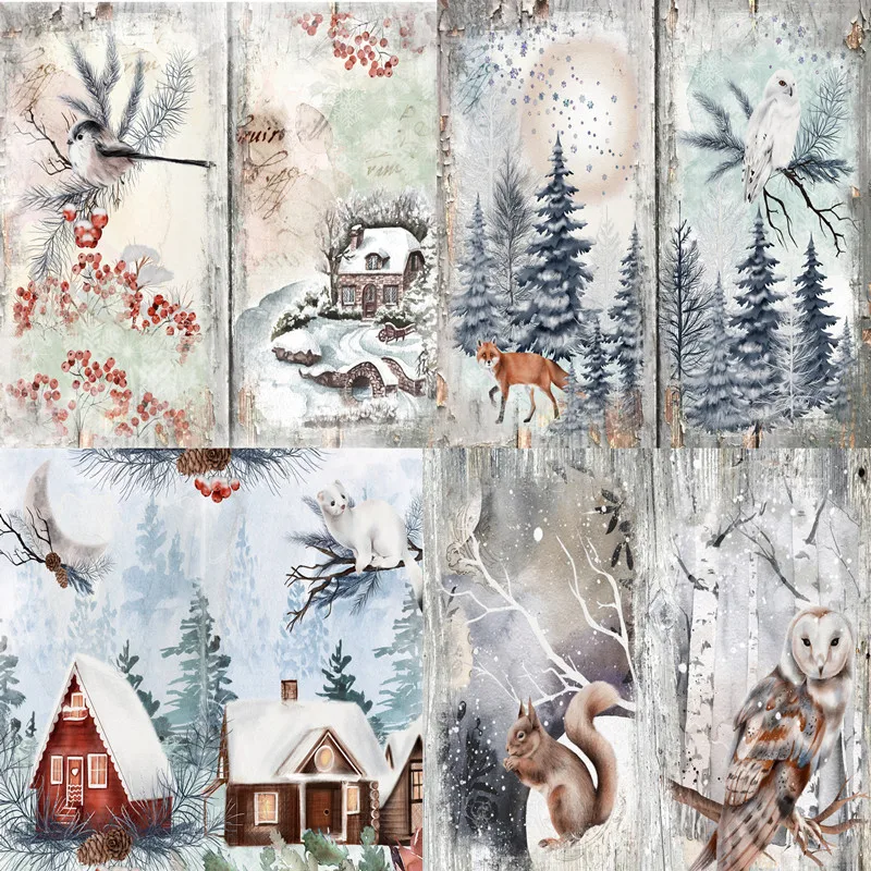 1Pack Vintage Winter Forest Sticker DIY Craft Scrapbooking Album Junk Journal Decorative Stickers