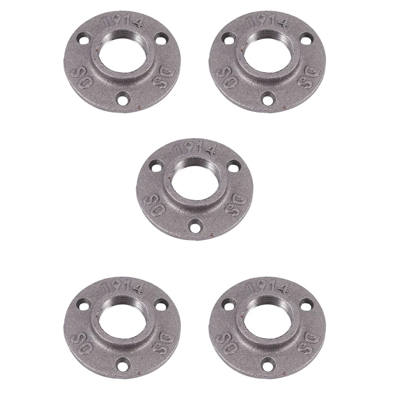 

1 Inches Malleable Cast Iron Pipe Flange, Industrial Pipe Flanges For Threaded Black Pipes And Fittings 5 Pcs