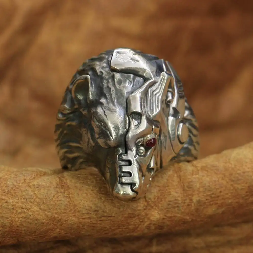 925 Sterling Silver Semi Machine War Bear Ring Punk Jewelry TA252 US Size 7~15 BZ