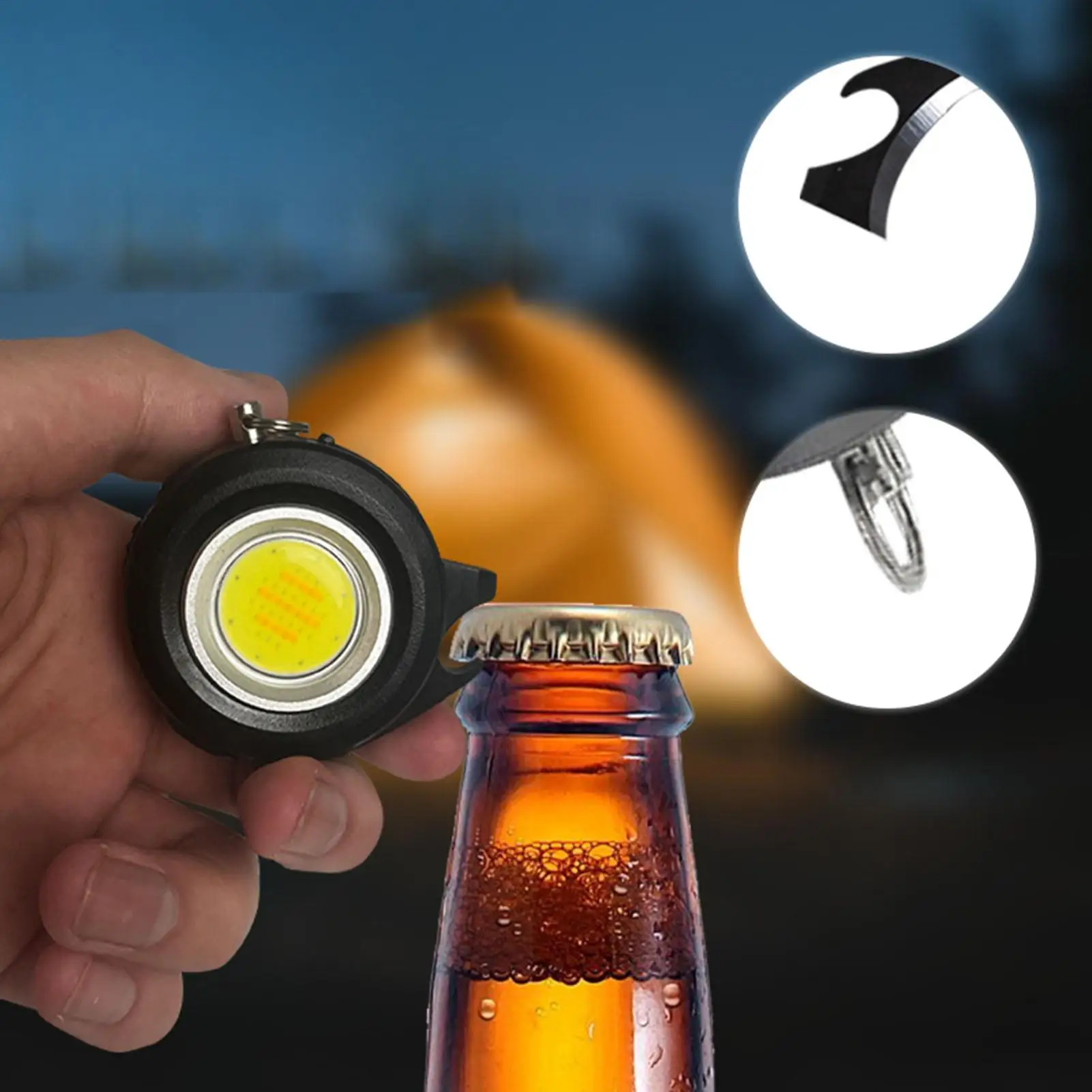 Keychain Light Portable Mechanic Light With Bottle Opener Rechargeable Key Chain Lamp For Car Repairing Fishing Running Biking