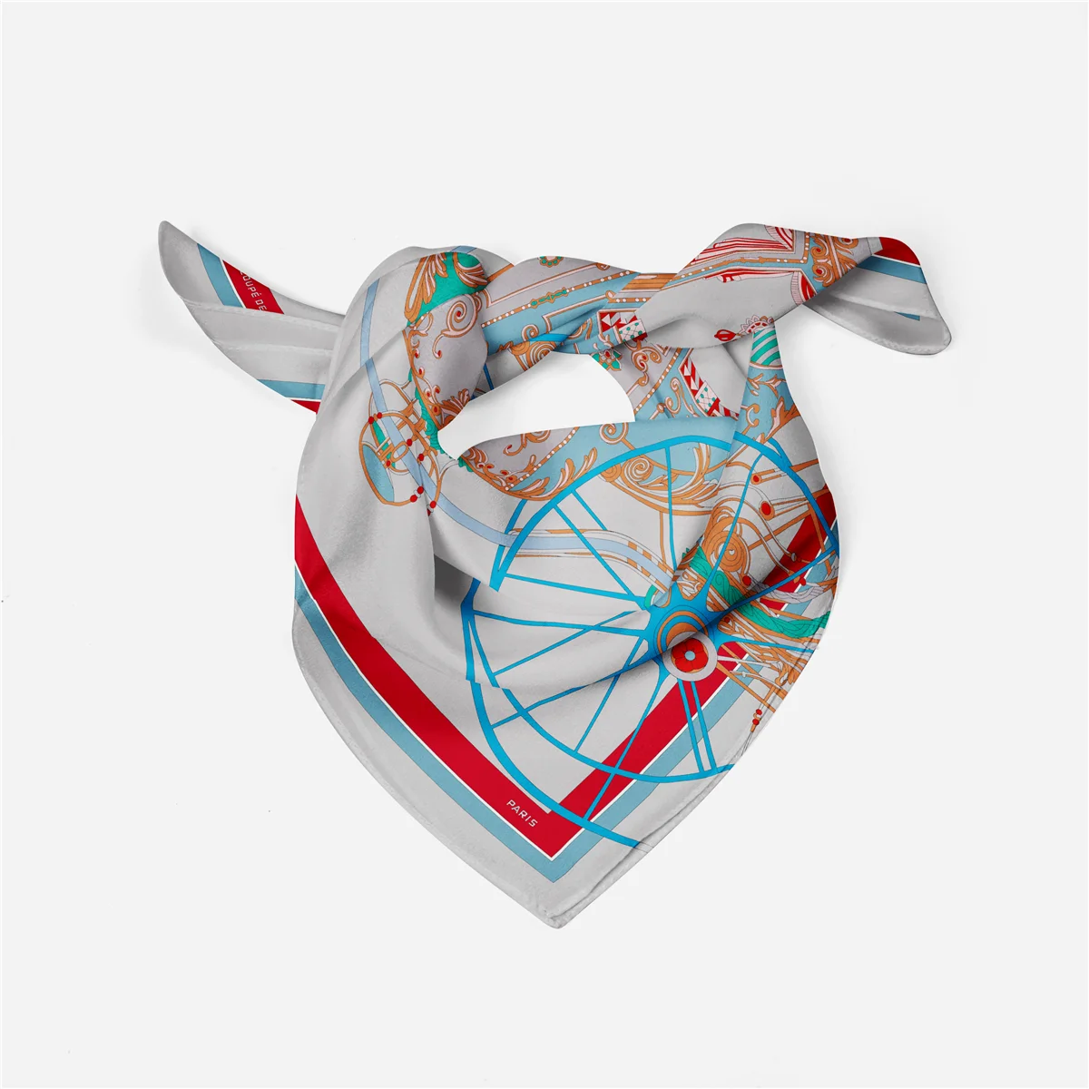 Twill Silk Scarf Woman Carriage Painting Square Scarves Wraps Bandana Small Hijab Silk Foulards Tie Headband Neckerchief 53CM