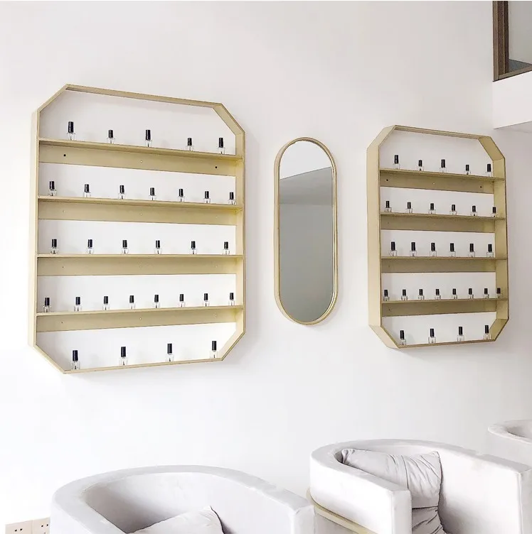 Modern minimalist iron nail art rack, wall-mounted internet-famous beauty salon multi-layer wall storage nail polish