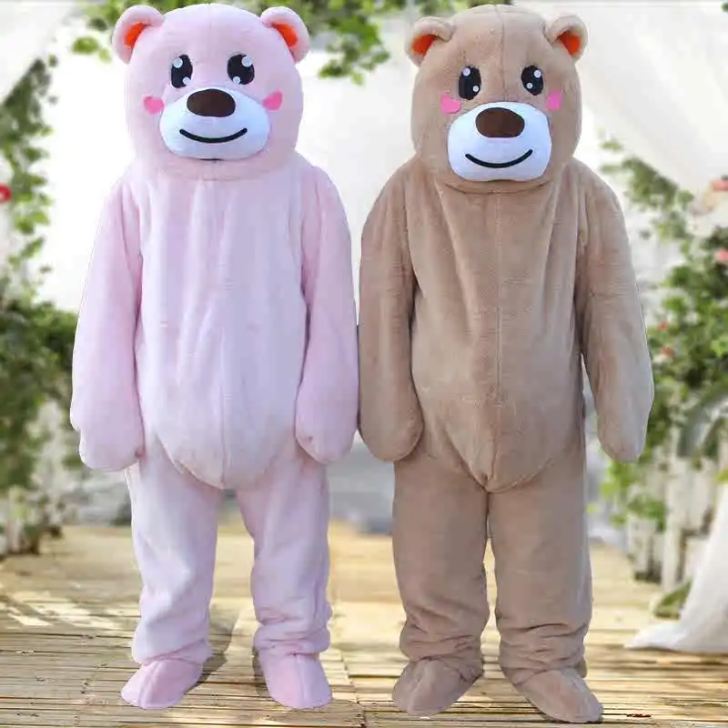 Costume da bambola mascotte orso danzante cartone animato orso di peluche set completo per adulti prestazioni fantasia carnevale pubblicità oggetti di scena da passeggio