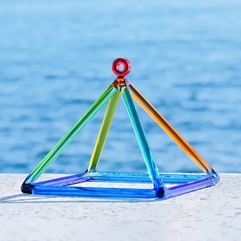 Red Crystal Pyramid Sound Therapy Instrument for Yoga Meditation Music Healing Chakra Balancing Percussion Tool Home Decor