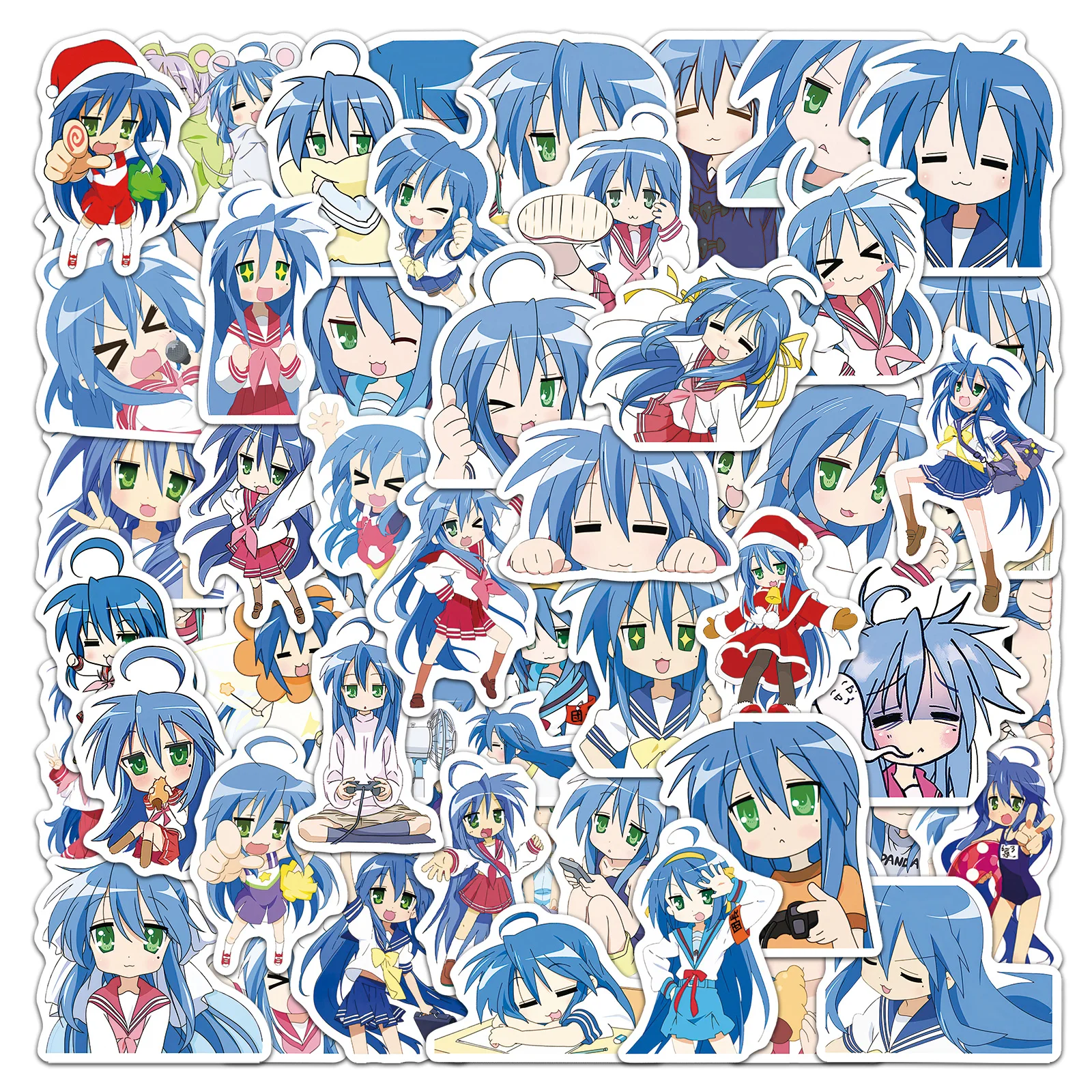 50 Stück Glücksstern Izumi Konata Serie Cartoon Niedliche Graffiti-Aufkleber Koffer Laptop Skateboard Personalisierte Aufkleber – Detail 1