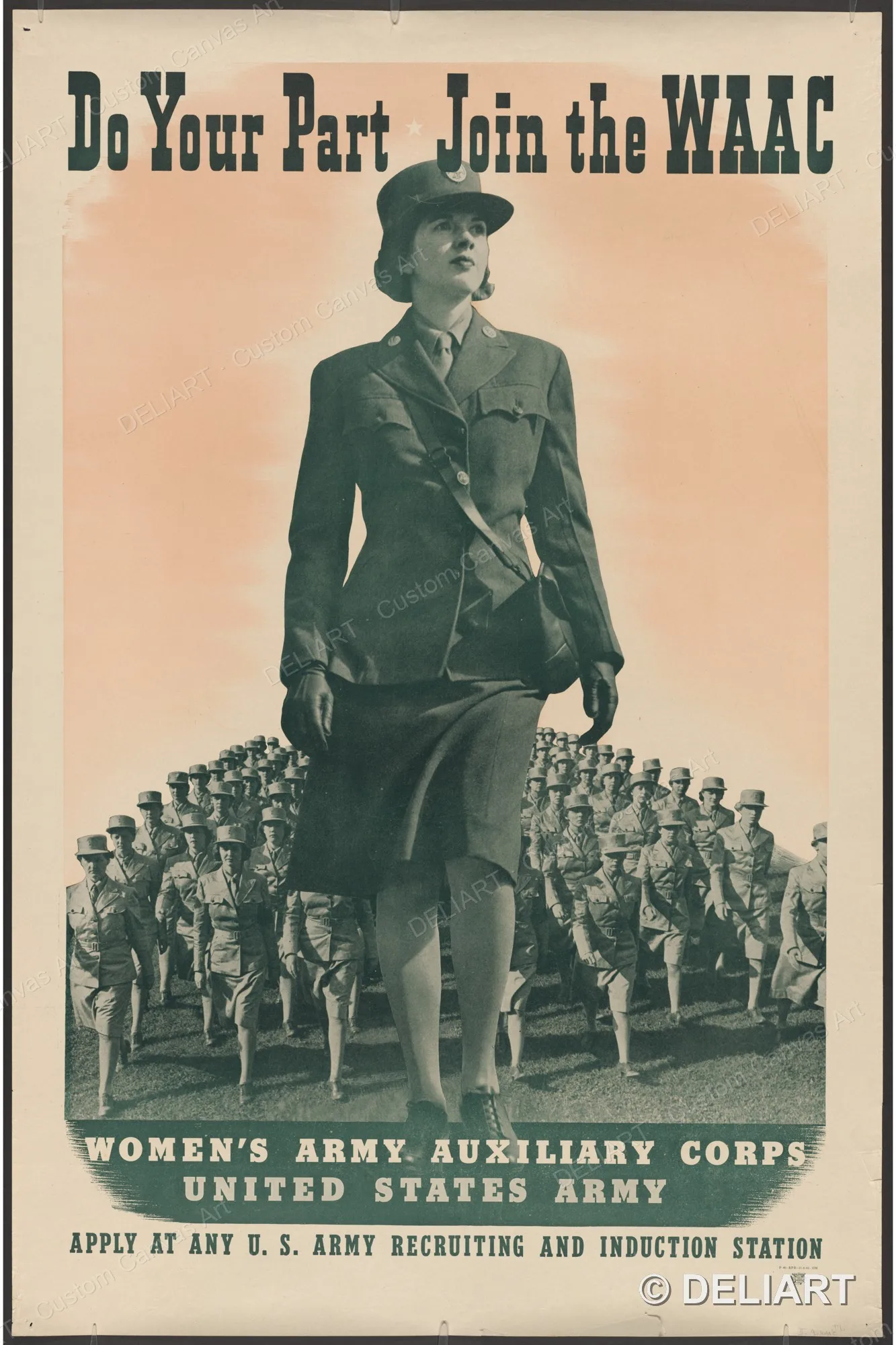 1942 Do Your Part Join the WAAC recruiting poster for Vintage WWII Propaganda Canvas Wall Art Poster Print Home Decor Unframed