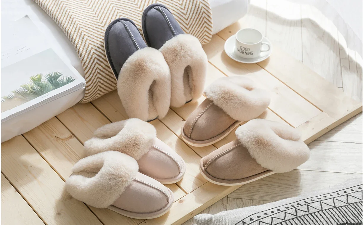 حجم كبير 47 الرجال شبشب شتوي فروي أحذية المنزل الدافئة الرجال الأزواج منزل الطابق الشرائح الانزلاق على الأحذية مريحة لينة غرفة نوم الأحذية #5