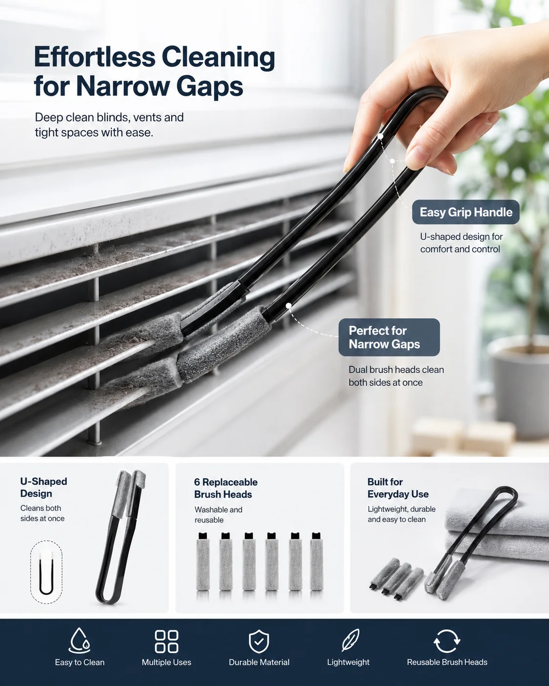 F92B Cleaning Brush for Window Blind Louvers Car Air Vent Conditioner Accessories
