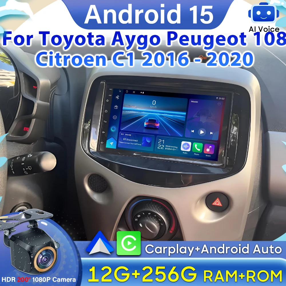 

No 2din Car Radio Android Auto For Toyota Aygo Peugeot 108 Citroen C1 2016 - 2020 Video GPS Navigation Stereo Carplay Multimedia
