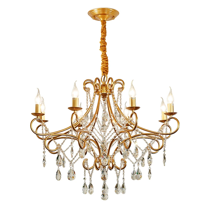 

Light luxury living room bedroom light crystal American retro gold creative French atmosphere dining chandelier modern