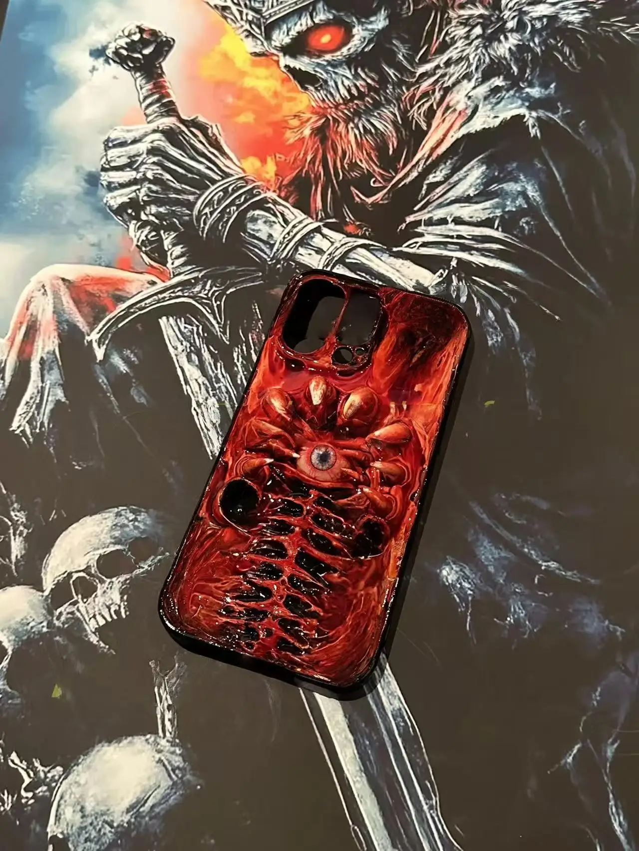 

HorrorEyeArt horror skull alien phone case suitable for Apple 16 15 14 12 Mini 11 SE 8 Plus X XR XS iPhone phone case.