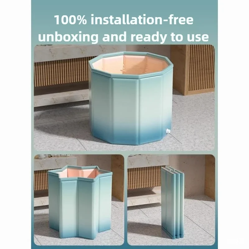 

Portable Bathtub Folding Bath Bucket Adult Full Body Bath Bucket Installation-free Quick Opening Green Thickened 70*66 Household