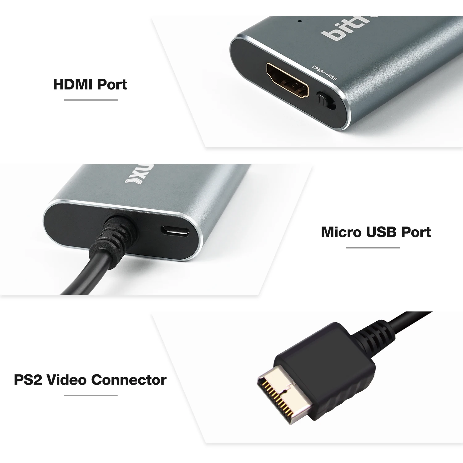 Bitfunx PS2 Sang HDMI Cho Sony PS2 Playstation 2 Bao Gồm RGB/Thành Phần Công Tắc Nối PS2 Tay Cầm 480i 480P 576i