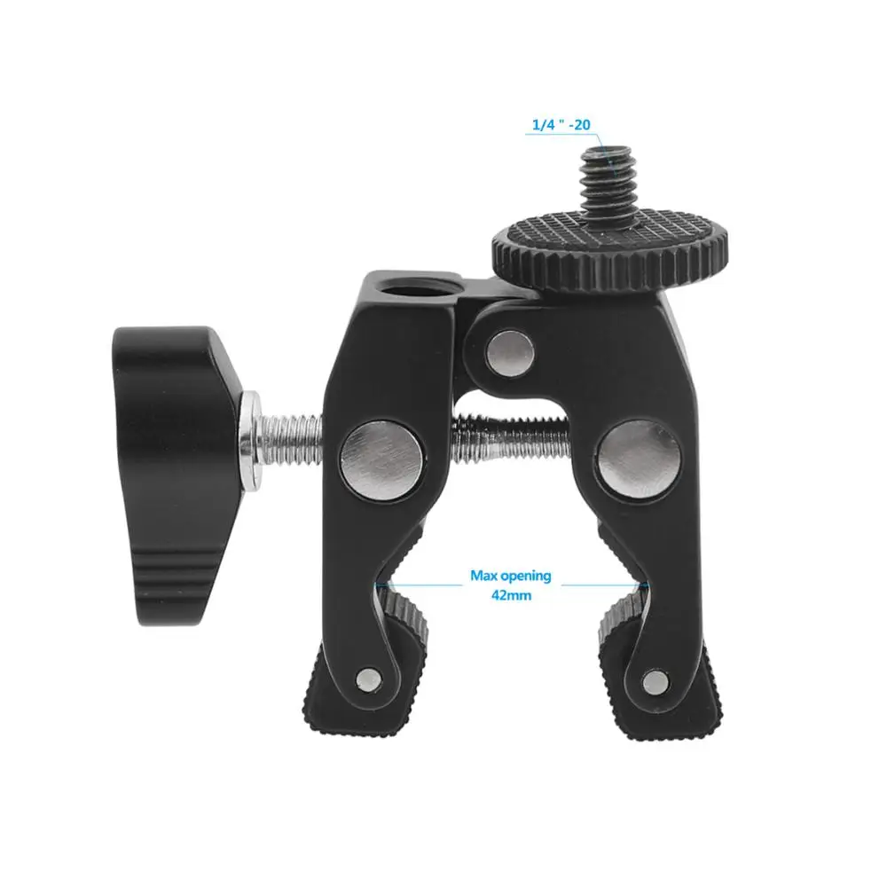 SZRIG Dual Crab Pliers Clip Super Clamp with 1/4 to 1/4 Screw adapter For DSLR Rig LCD Monitor Studio Light Magic Arm Camera