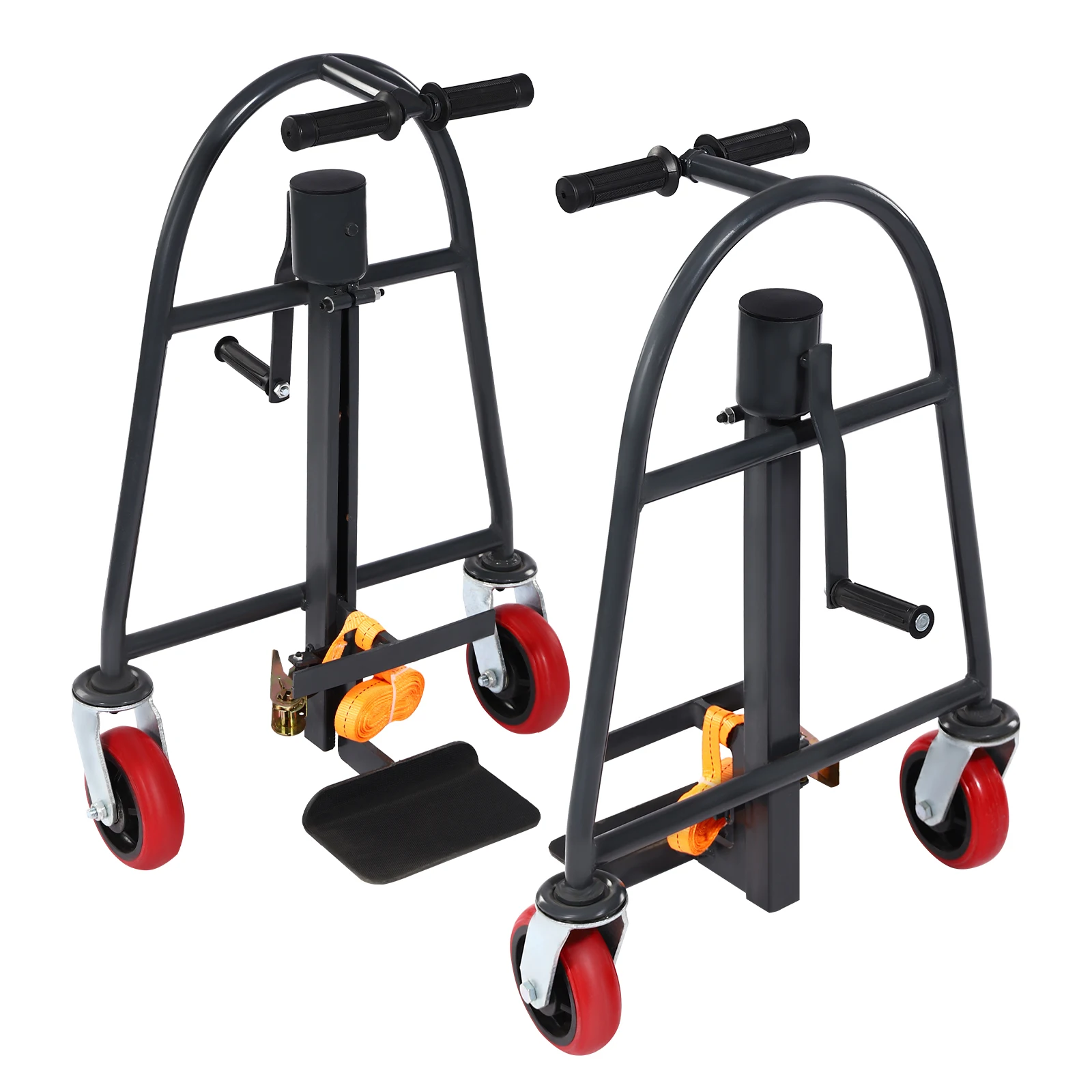 頑丈な手動家具移動セット 炭素鋼フレーム 6インチナイロンホイール & 190インチストラップ ピアノ/冷蔵庫移動用 34.17ポンド