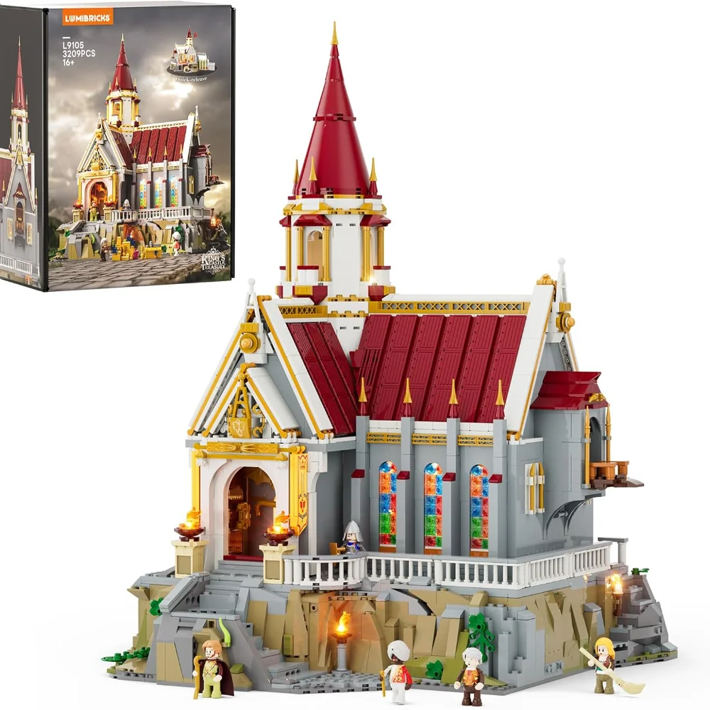 3209 pezzi set di mattoni da costruzione del tesoro del castello del re medievale set di esposizioni modulari per collezione di città di medie dimensioni