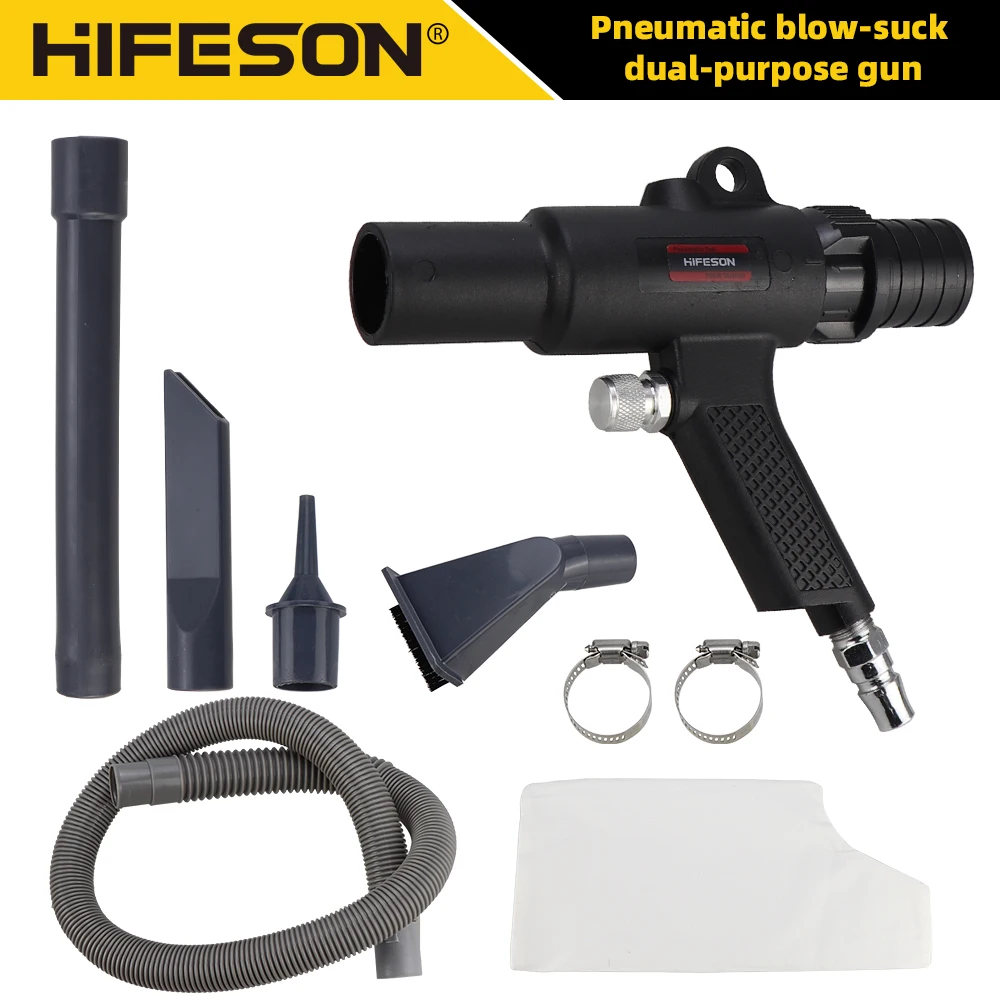 HIFESON Air Blowing Gun Kit Dual Function Air Vacuum Blow Gun Pneumatic Vacuum Cleaner Kit Air Blow Suction Gun Cleaning Tools