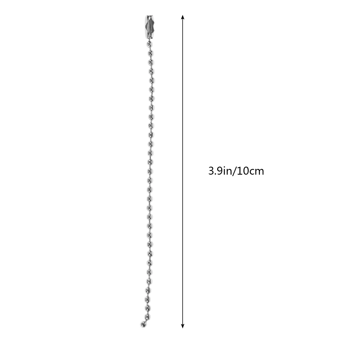 20個 10cm x 2.4mm メタルボールチェーン タグ用 ニッケルメッキ マット仕上げコネクタ付き ミリタリードッグタグキーホルダー シルバー