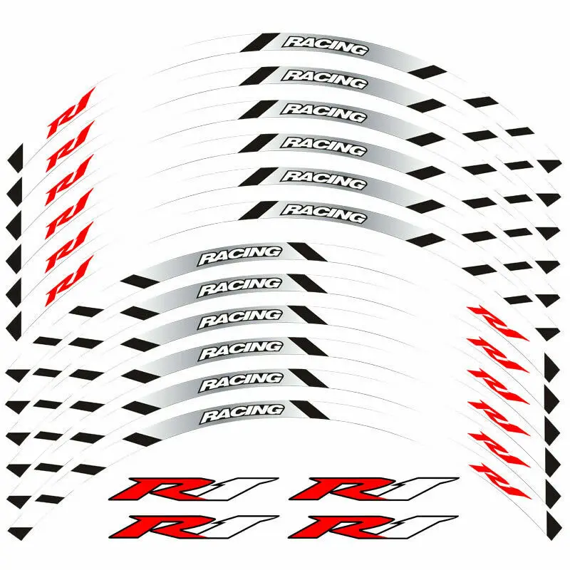 야마하 YZF-R1 YZF R1 17인치 림 스트라이프 휠 데칼 테이프 스티커 키트용 오토바이 스티커 데칼