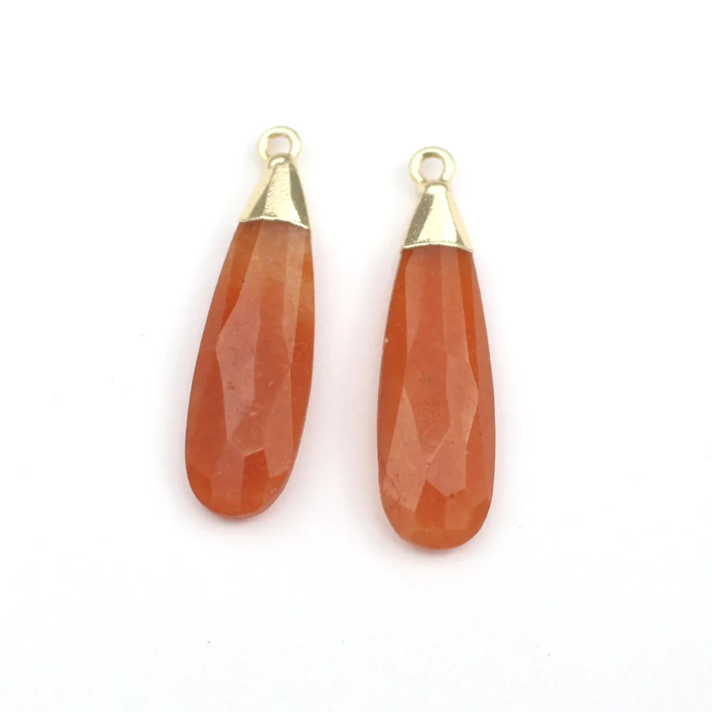 4pcs DIY Jewelry Accessories Faceted Drops Natural Blue Amazonite Quartz Stone Pendant Teardrop Charms for Earrings Necklace