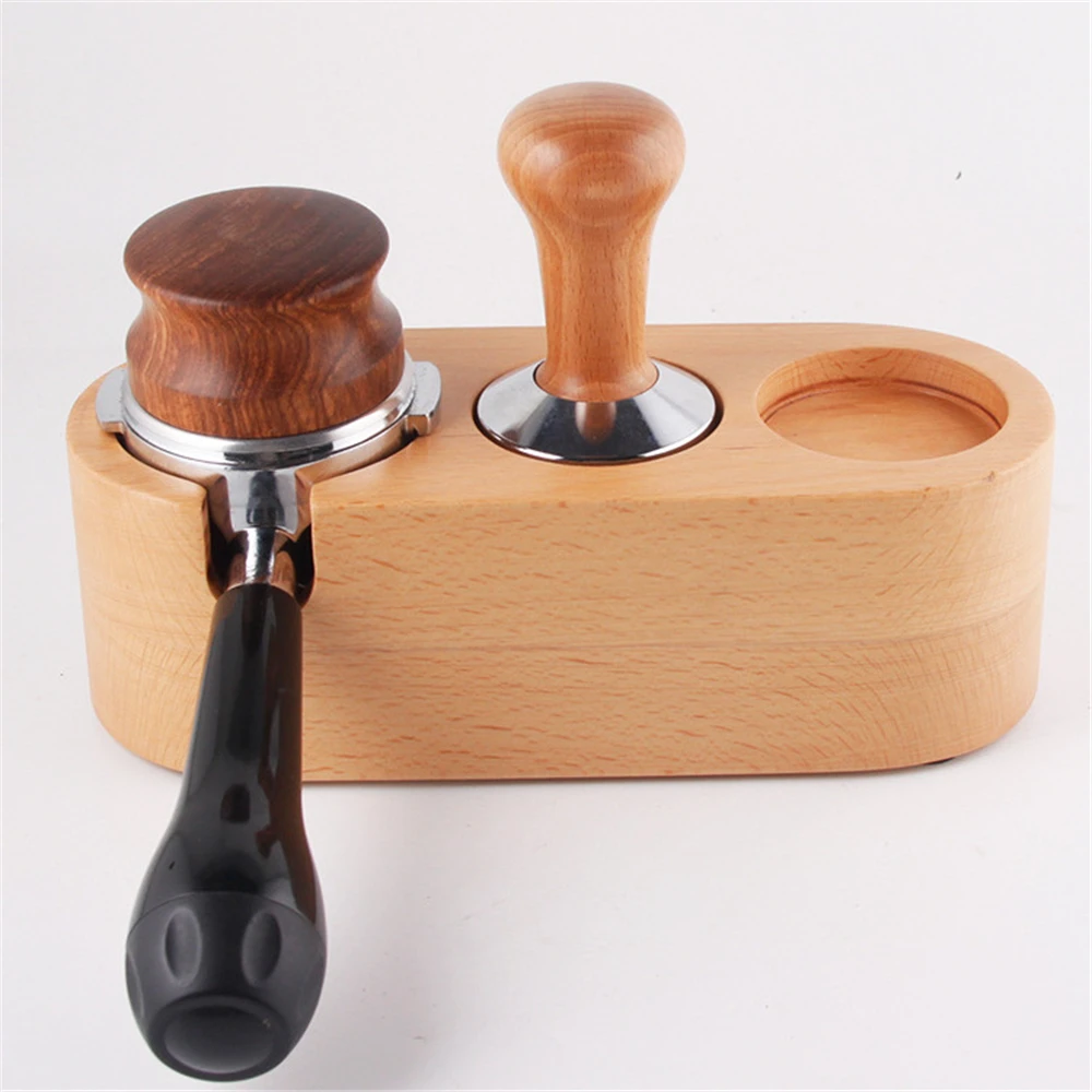 Coffee Tamper Holder Beech Wooden Support Base Espresso Tamper Mat Station Filter Stand 51/53/58mm Barista Coffee Accessories