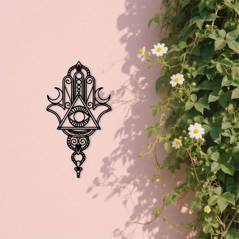 Hamsa Hand Mystic Eye Iron Wall Art Boho Spiritual Metal Decor Living Room Bedroom BathroomOutdoor Rustproof Gift Ornament