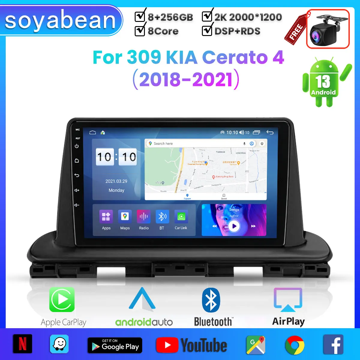 

Android 13 Car Radio for KIA Cerato 4 2018-2021,9inch Multimedia Player with 4G Car Carplay & 2Din GPS