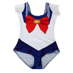 Anime Sailor Cosplay Swimsuit Kawaii Girls Summer Sexy One-Piece Swimsuit Beach Suit