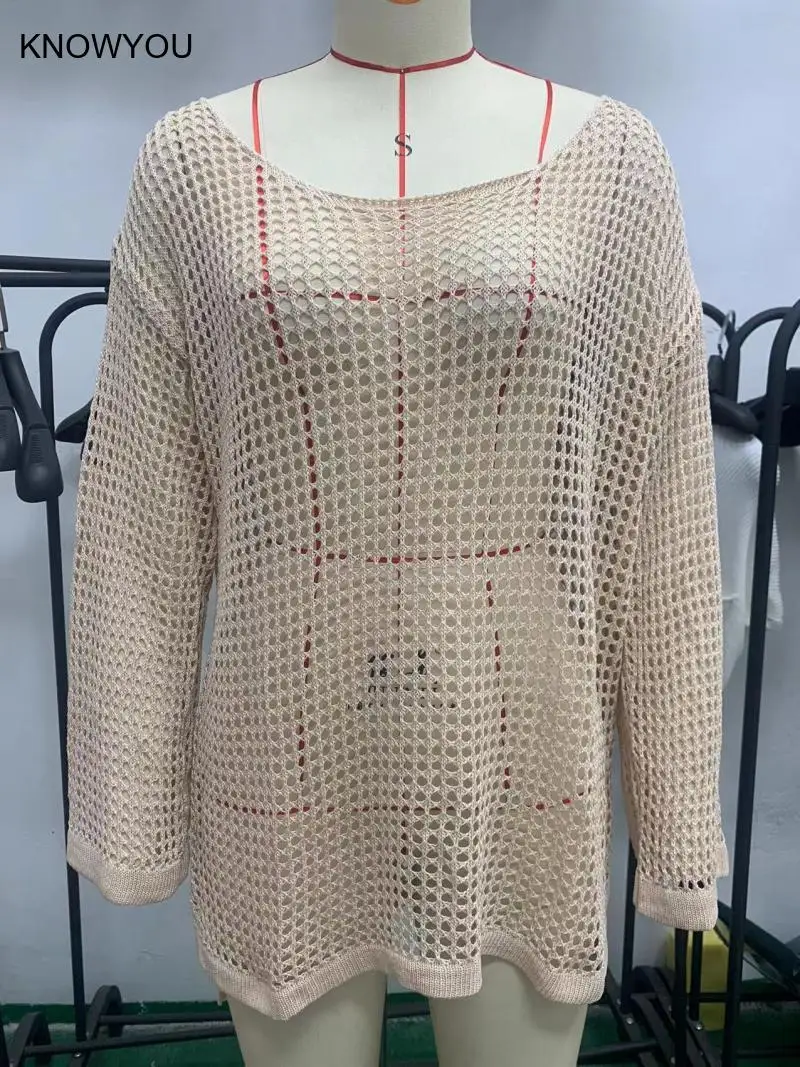 Schwimmen Vcay Sommer Covers Up Frauen Urlaub Beachwear Freizeit Lose Gestrickte Badeanzug Cover-Up Hohl-Out Design Pullover Suncare