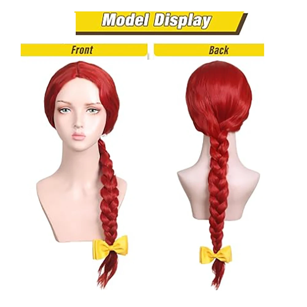 HAIRJOY Synthetic Hair ColorGround Cowgirl Braided Wig Long Red Braids Costume Wig for Women Western Dress Up Party Cosplay