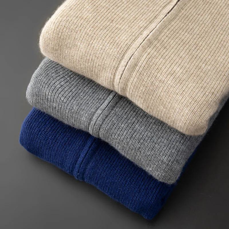 Men's 100% Cashmere Hooded Cardigan Knitted Sweater Warm Comfortable Lightweight Winter Fashion Men's Cashmere Sweater