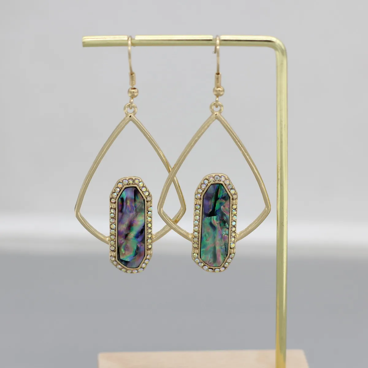 New Oval Abalone Multicolor Resin Fan Kite Dangle Drop Earrings for Women