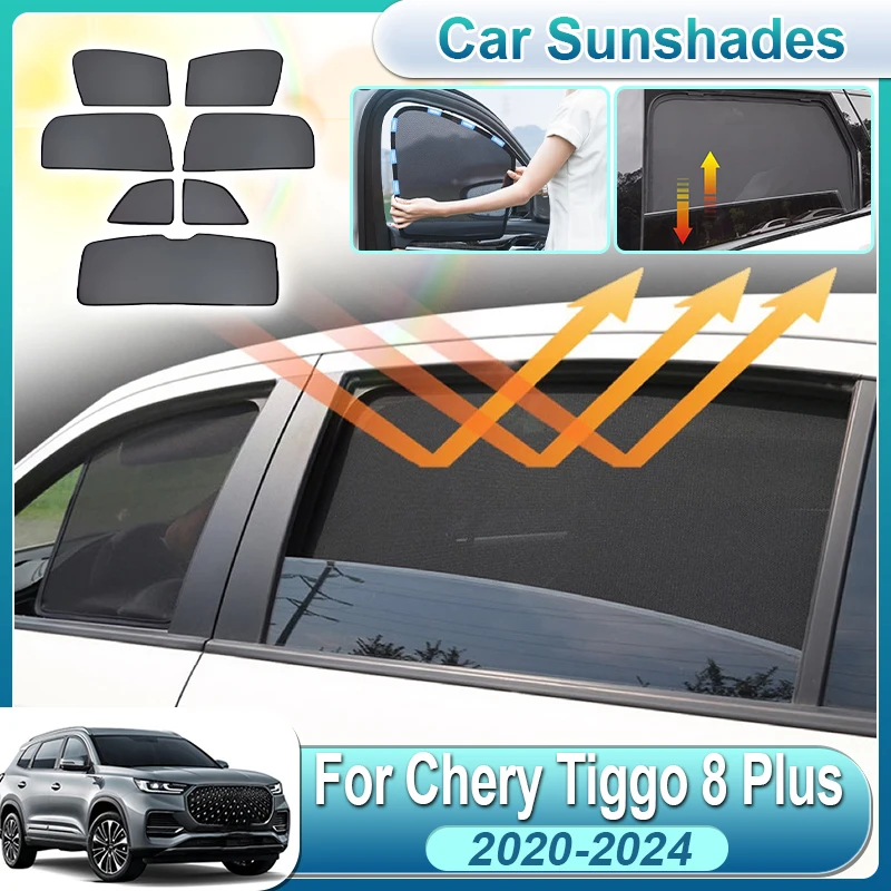 

For Chery Tiggo 8 Plus Pro Max 2020-2024 Car Side Window Mesh Sun Visor Cover Front Windshield Foldable Sunshade Auto Accessorie