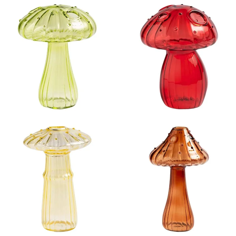 

P4-4 Pcs Nordic Style Mushroom Vases Mushroom Flower Vases For Home Office Living Room Deco