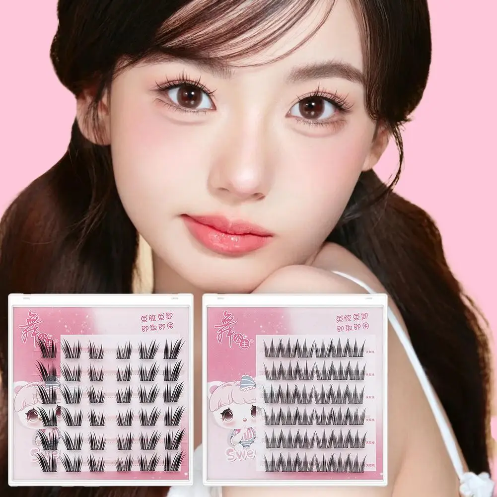 

New Self-adhesive False Lashes Reusable Segmented Cluster DIY Manga Eyelash Extension Makeup No Need Glue Fluffy Eyelashes