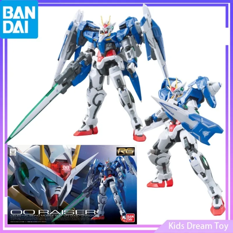 Bandai w magazynie oryginalne RG GUNDAM figurki anime GN-0000 + GNR-010 00 RAISER figurki zabawki modele kolekcjonerskie prezenty dla dzieci