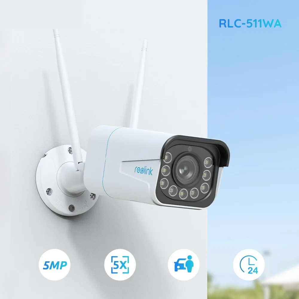 Go! 5MP 2.4G/5Ghz WiFi Camera Human/Car Detection 5X Optical Zoom Spotlight Two-way Audio Waterproof Smart Home RLC-511WA