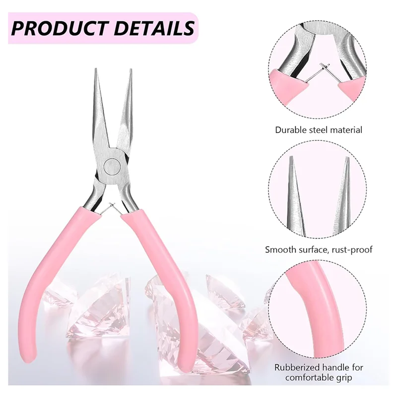 Set di pinze per la creazione di gioielli, pinze a becchi ad ago/pinze a becchi tondi/pinzette, pinze a becchi a catena pinze artigianali per piegare il filo