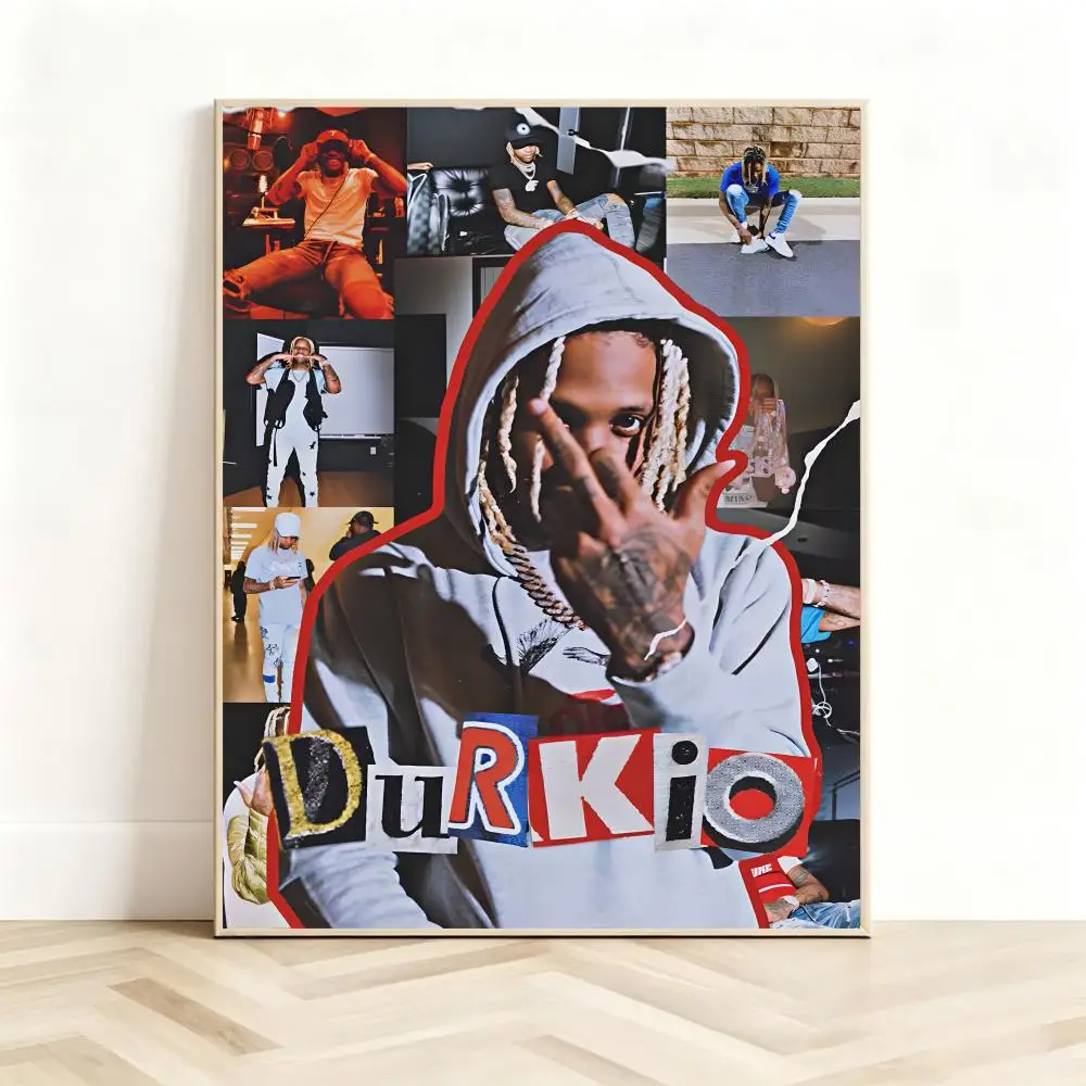 Trap Rapper L-Lil Durk Poster Classic Self-Adhesive PP Wall Sticker for Living Room Bar Decor Gift