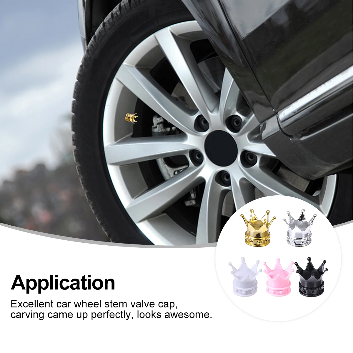 5 Pcs Gas Nozzle Cap Tire Stem Accessories for Cars Air Pressure Maintenance Plastic Metal Universal Dust Proof Car Diamond