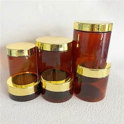 20pcs Storage Jars Brown Electroplated Cap Empty Cosmetic Food Containers Travel Bottle Round Plastic Jar Face Cream Sample Pot