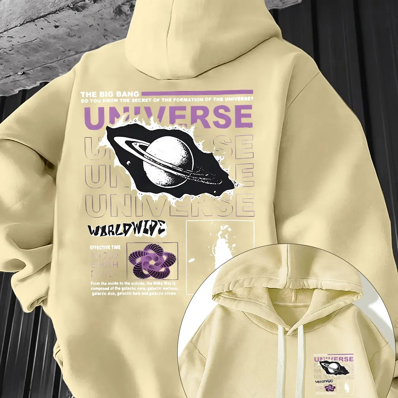 Cosmic Universe Planet Hoodie Unisex Men Women Big Bang Space Back Print Graphic Casual Streetwear Pullover Sweatshirt