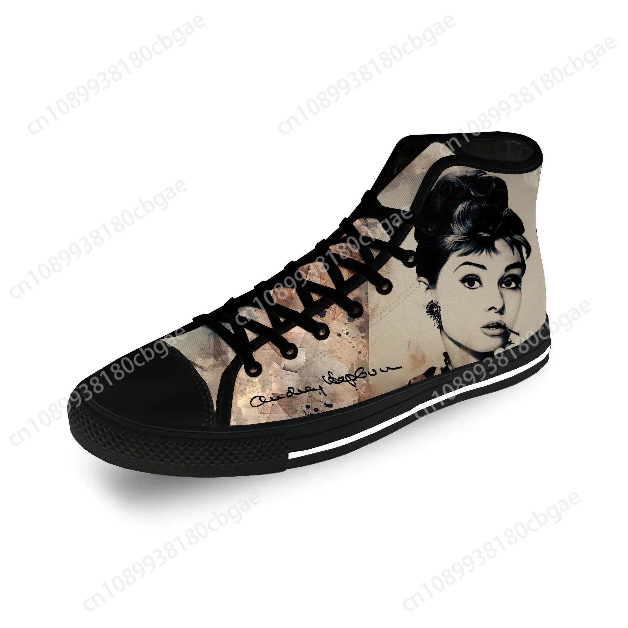 

Movie Star Audrey Hepburn Cute Casual Cloth 3D Print High Top Canvas Fashion Shoes Men Women Lightweight Breathable Sneakers