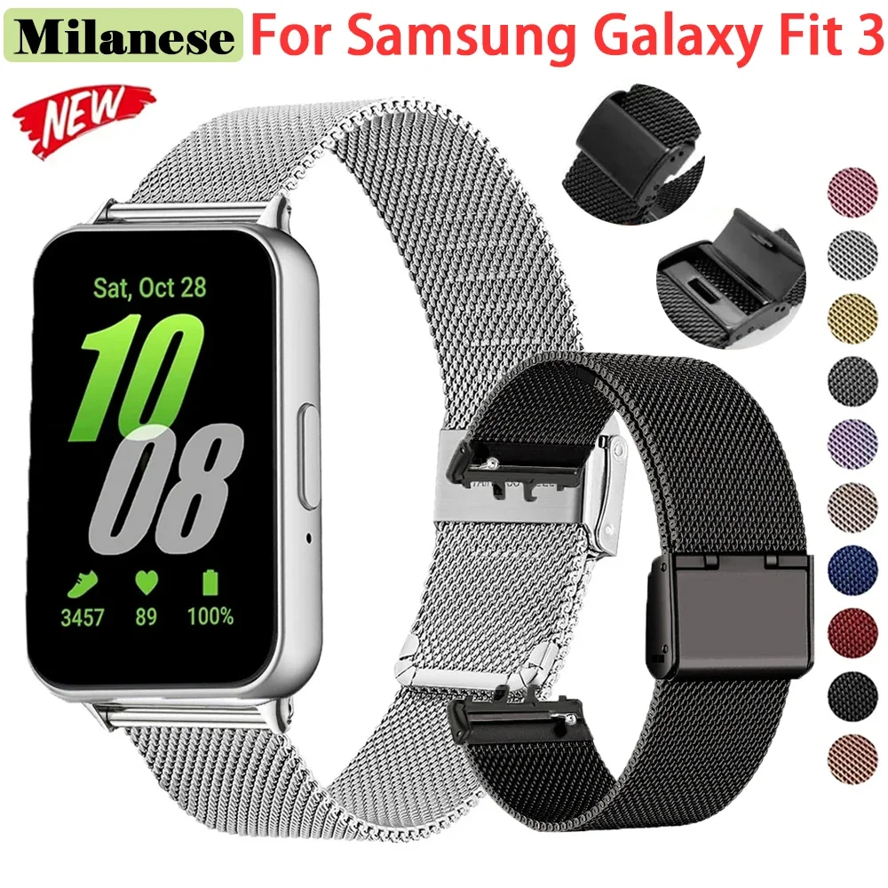 

Ремешок для Samsung Galaxy Fit 3, металлический браслет с миланской петлей для Samsung Galaxy Fit 3 SM-R390, браслет из нержавеющей стали