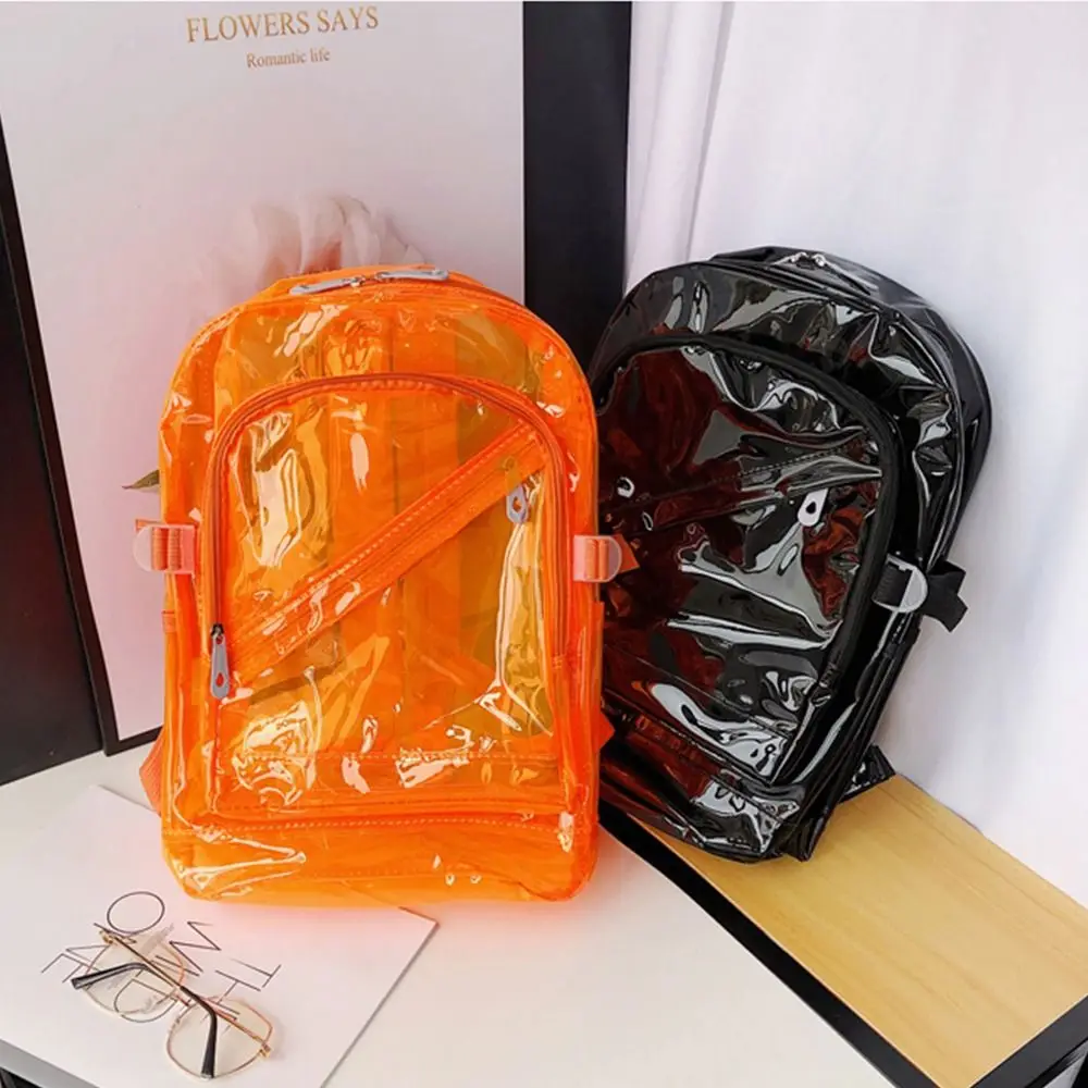 Korean Version Female Spring Summer Plastic School Bag Candy Color Transparent PVC Backpack Female Backpack Jelly School Bag