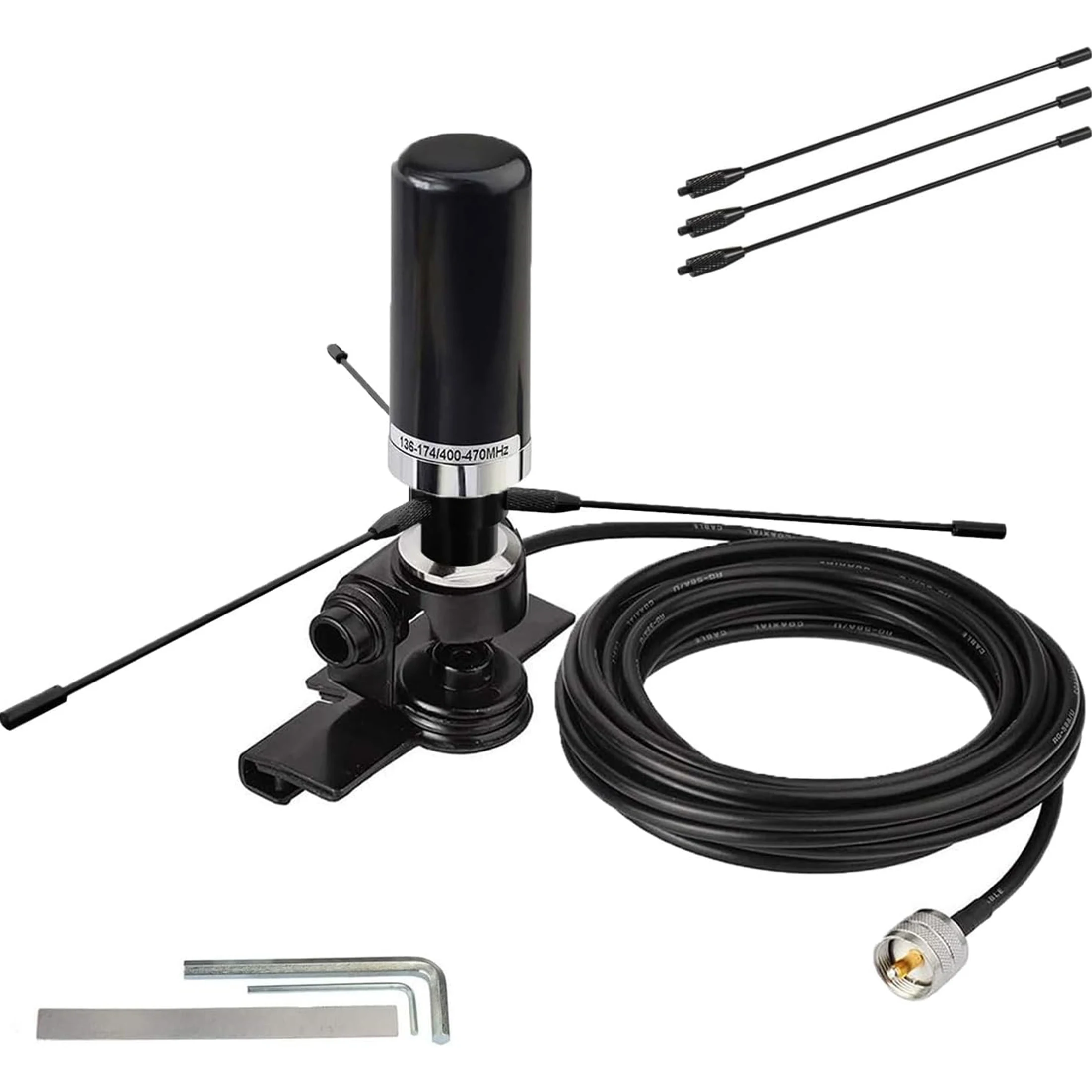 

Dual Band VHF UHF Vehicle Ham Radio Antenna 2m 70cm 136-174/400-470MHz for Car Truck Amateur Two-Way Radio PL259 Male