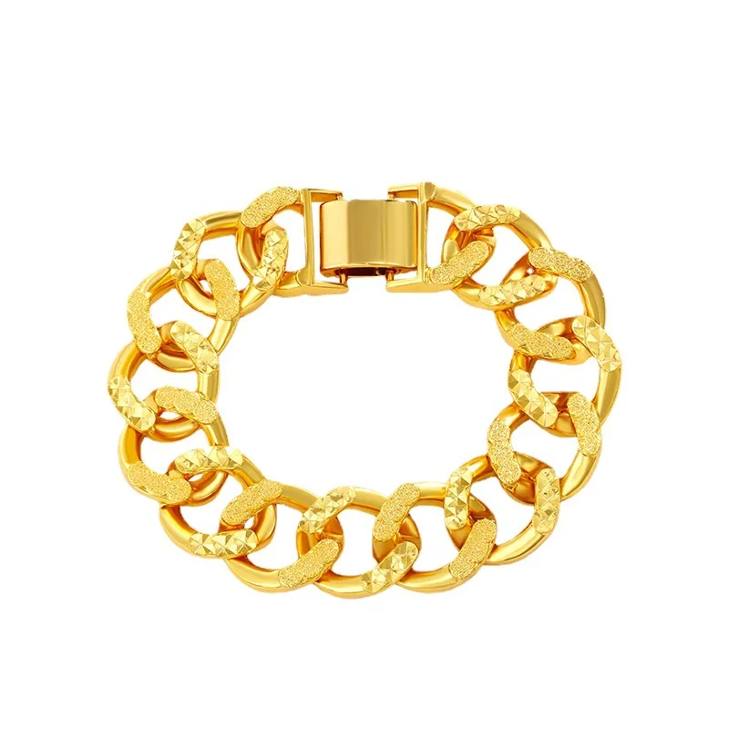 

Luxury 24K 9999 Pure Gold real gold Men's Bracelet Cuban Chain hipster hip hop bracelet